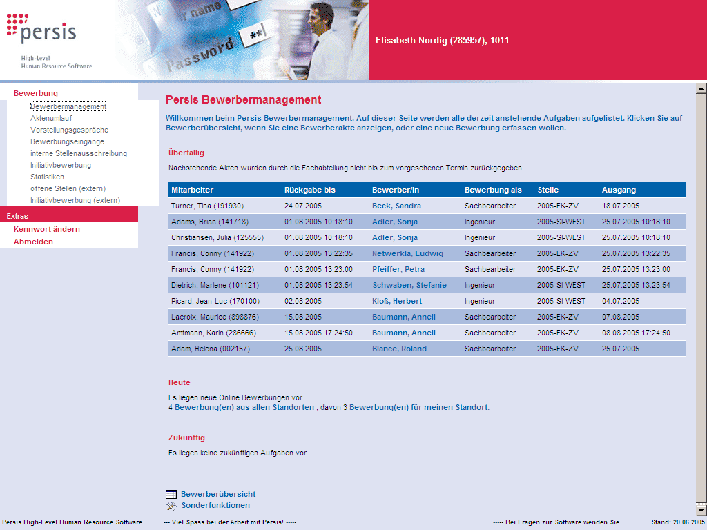 Einsicht in der digitalen Bewerberakten nicht mehr auf Papier, sondern im HR-Portal. Die Fachabteilungen k&ouml;nnen direkt bewerten und einladen.